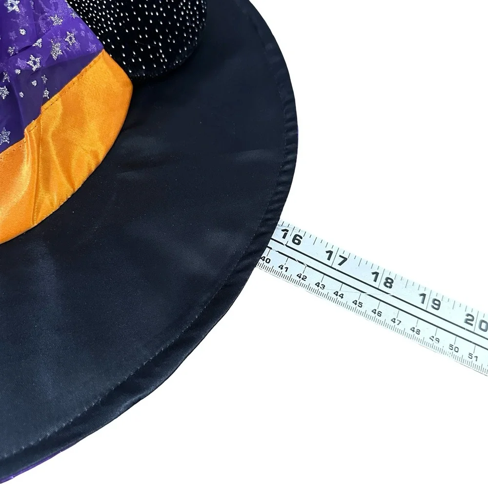 Disney Minnie Mouse Witch Hat Halloween Black Purple Orange Star Bow One Size - Picture 10 of 10